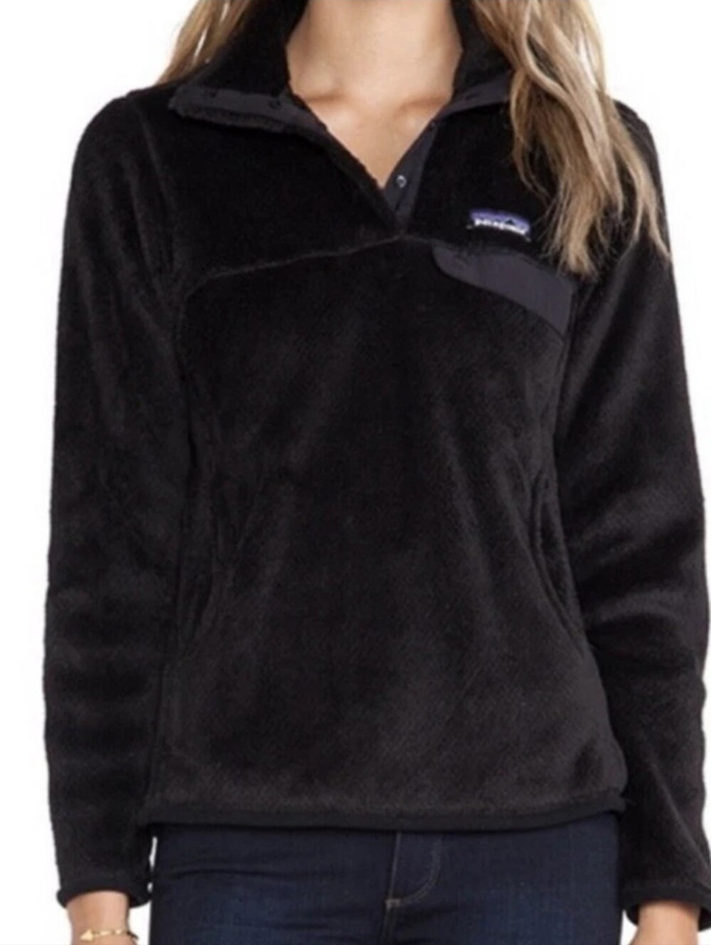 Patagonia Women's Black Re-Tool Snap-T Polartec Fleece Pullover! Size S